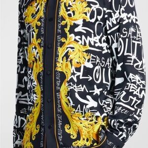 Versace couture Black and Yellow Baroque Print Shirt